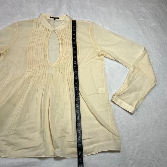 Theory Women's Bianca Keyhole Cotton Pin Tuck Blouse Size Medium Breathable - Picture 8 of 10